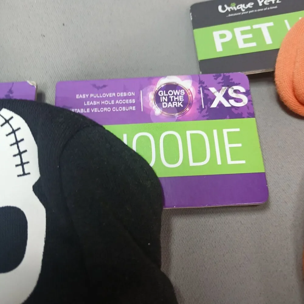 3 Unique Petz Halloween Hoodie X-SMALL Glow in the Dark NEW with Tags